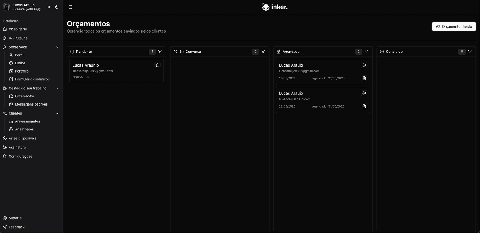 Inker platform interface
