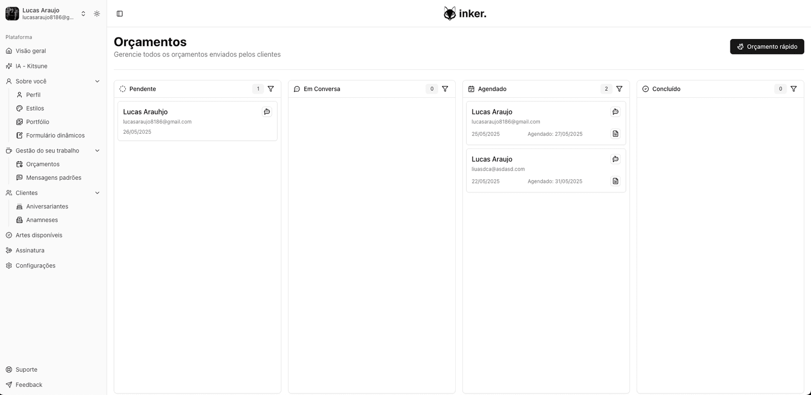 Inker platform interface
